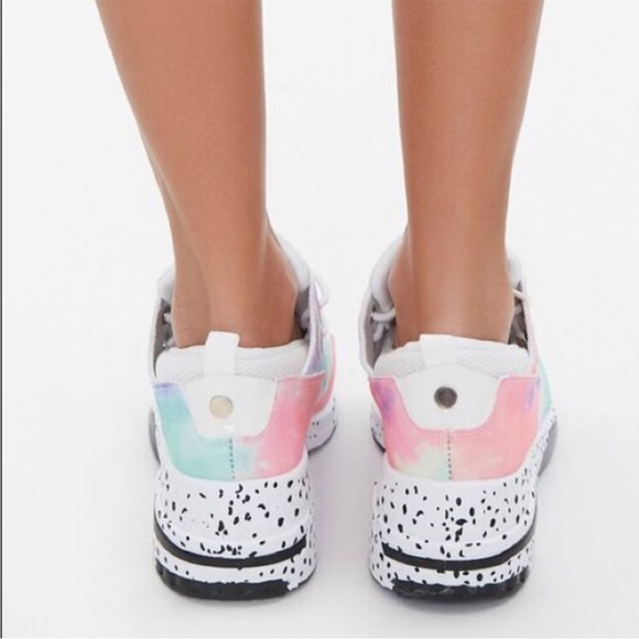 YOKI Fashion Sneakers Glitter Fuchsia Multicolored Tie Dye Polka Dot Size 6 - Picture 3 of 12